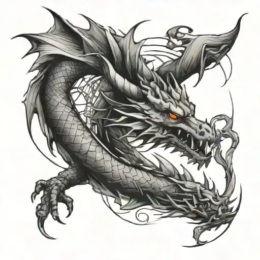 Dragon With Lines Connecting Different