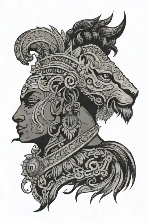 Indian Mythology Aesthetic Minimal Tattoo No Figure Only Design