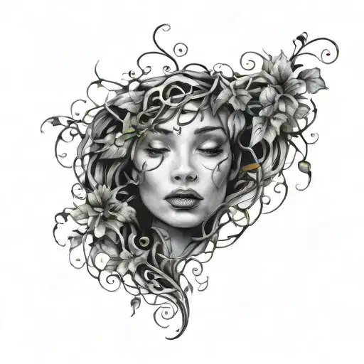 Vines Surrounding Female Face