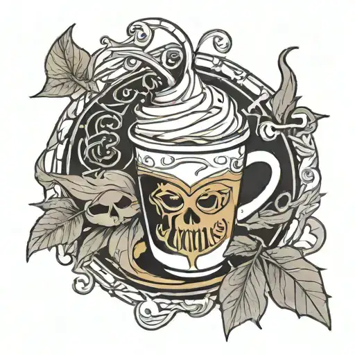 Ghost And Scissors Holding Pumpkin Spice Latte Art