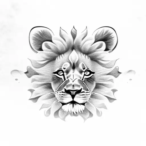 Lion Cub And Water Lily