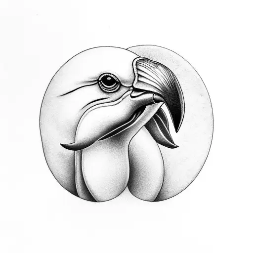 A Black And Grey Tattoo Of A Bird Carrying A White Lily In Its Beak