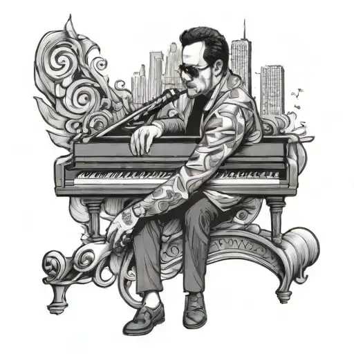 Billy Joel Tribute Tattoo Design Featuring His Best Songs