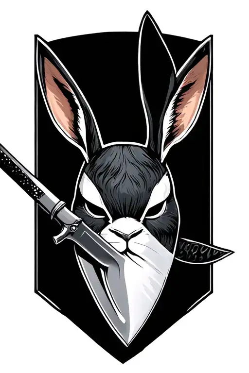 Machete With Reflection Of Rabbit Mask