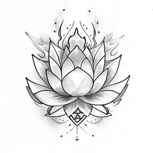 Lotus Flower With Phoenix With Cherry Branch With Butterfly