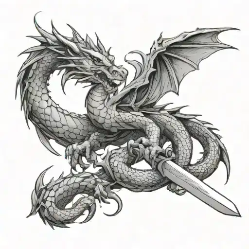 Dragon With Sword Embedded