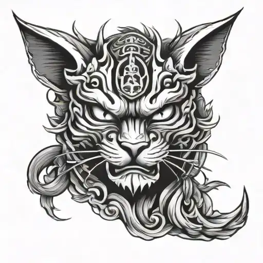 Japanese Cat And Oni Mask
