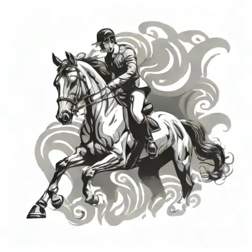 Horse Dressage Rider Surrounded By Swirling