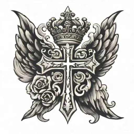 Cross With Wings And Crown On The Throat
