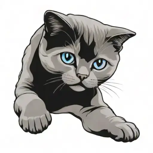 British Shorthair White With Grey Face And Blue Eyes
