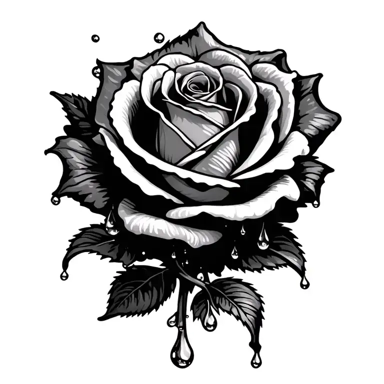 Rose With Water Drops Inscribed Text Benjamin