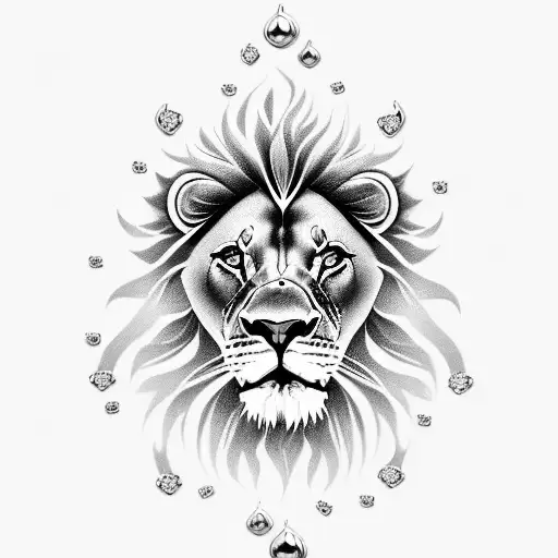 Lion With Roses And Diamonds