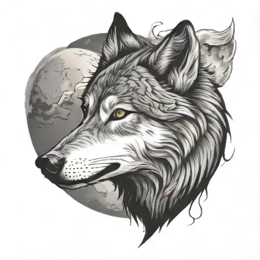 Wolf Face Moon Merging Together Representing