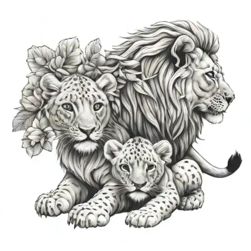 Baby Lion And Mum Lion