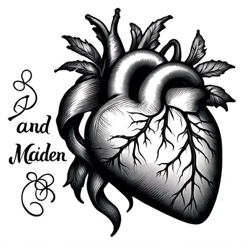Pure And Maiden Written In The Line Drawing Heart