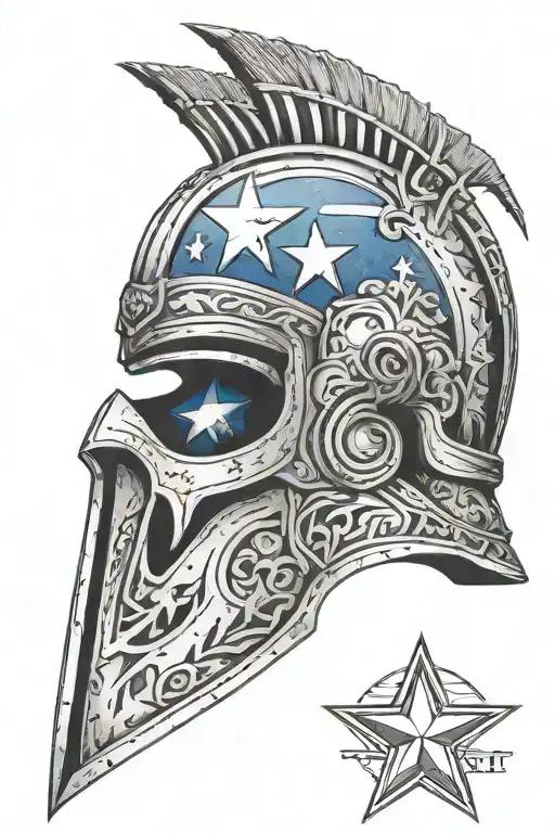 Gladiator Helmet With Texas Flag With Blue Thin Line