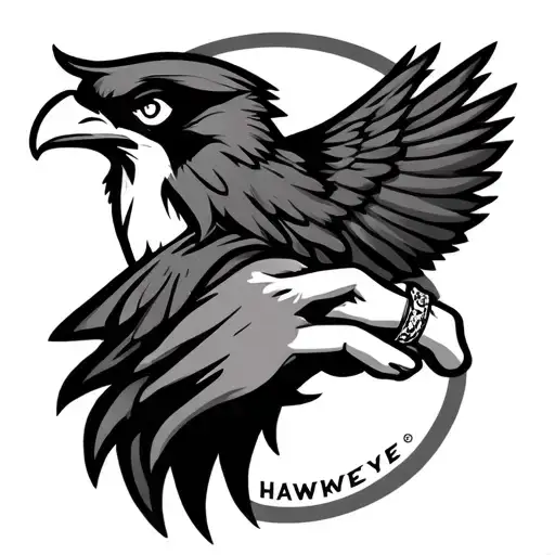 Hawkeye Logo And Ladies Hand With Wedding Ring