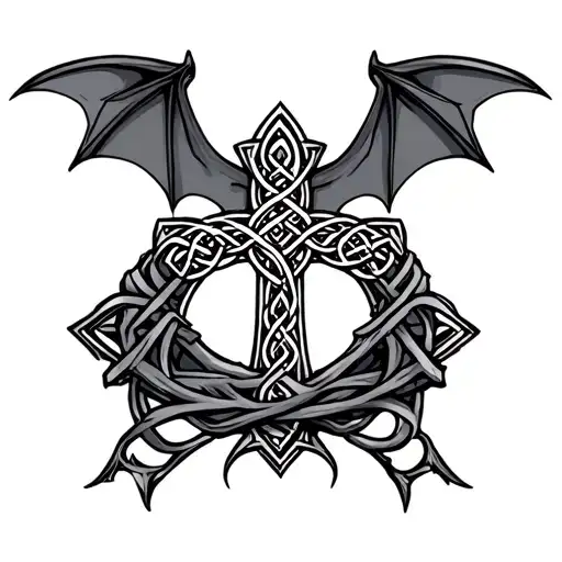 Celtic Cross With Bat Wrapped