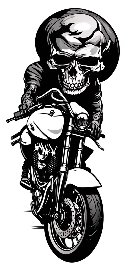 Motorbike And Skulls Surrounded