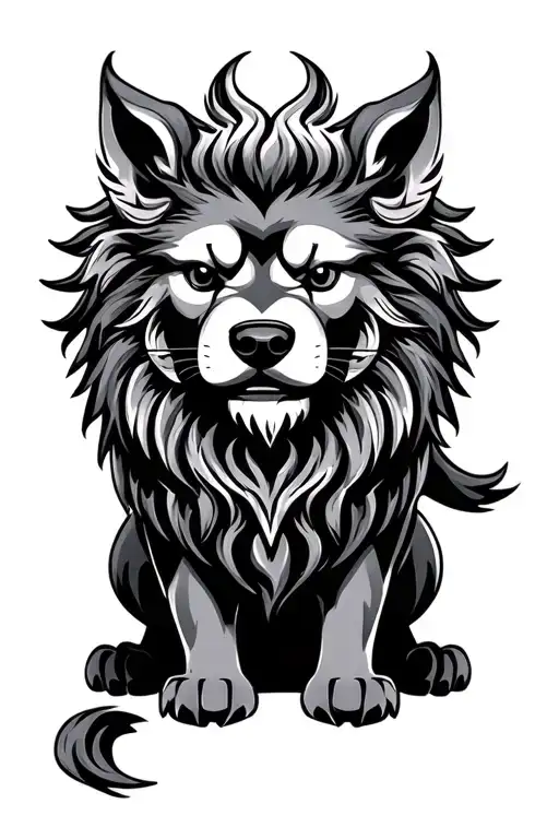 Japanese Neo Traditional Lion Dog