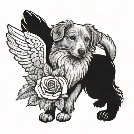 Nova Scotia Duck Toller Dog With Angel Wings Rose And Paw Print Surrounded