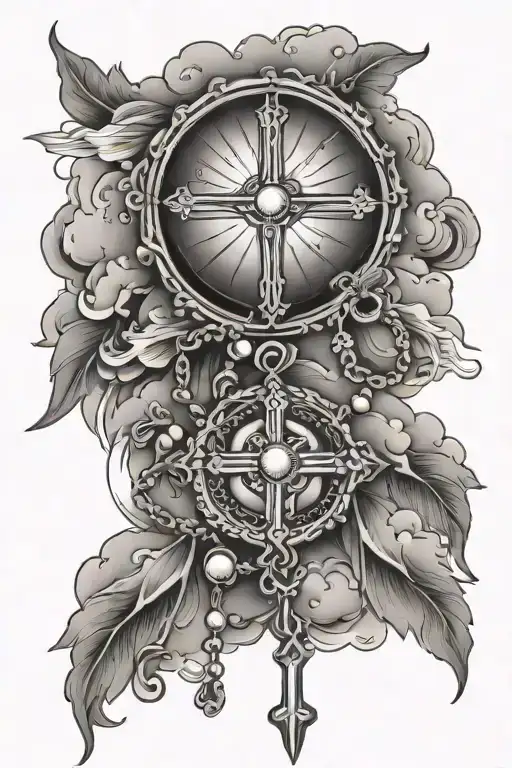 Rosary Going Through Clouds With Sun Rise