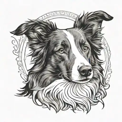 Border Collie Portrait Fine Line