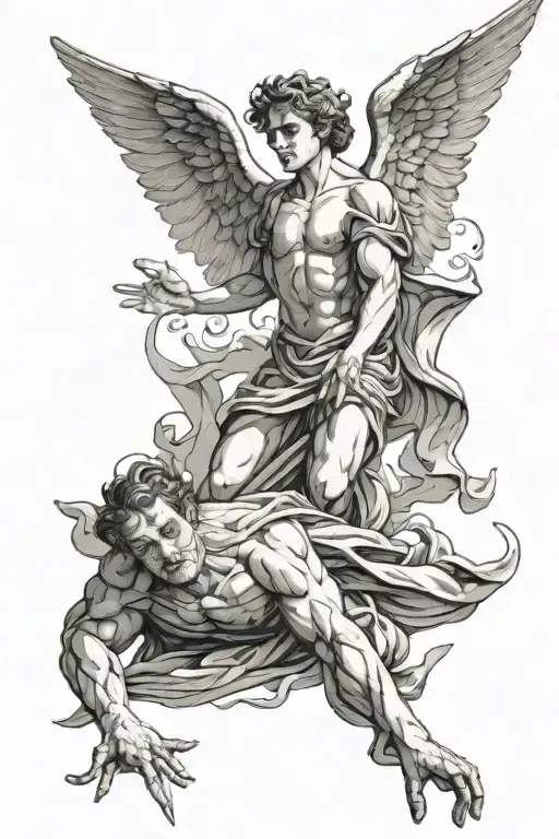 Male Angel Falling On His Back