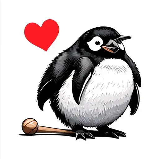 Penguin With Bowlingpin And Heart