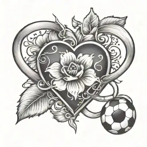 Little Blossom With Infinity Sign Under With A Heart 2 Dots And A Football