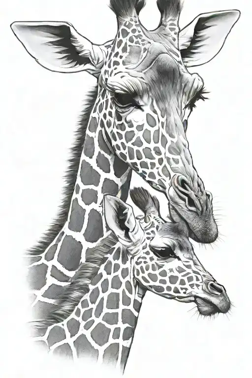 Baby Giraffe And Mom