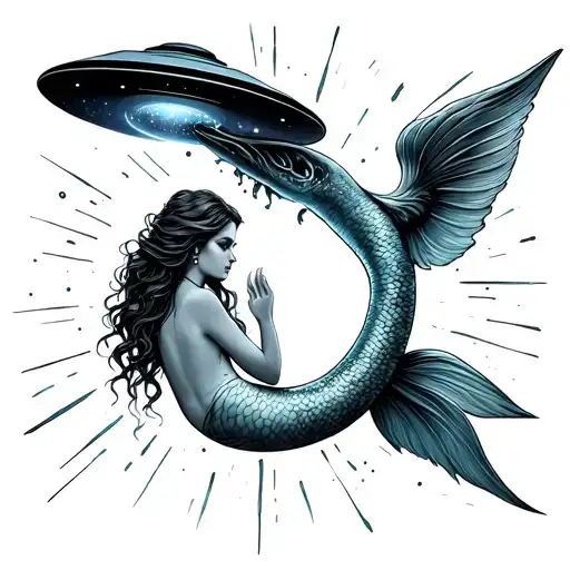 Ufo Beaming Up Mermaid