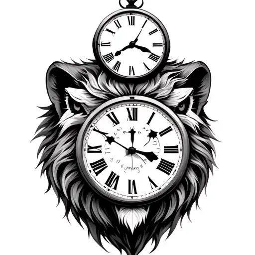 Clock On Top Of Lion Head