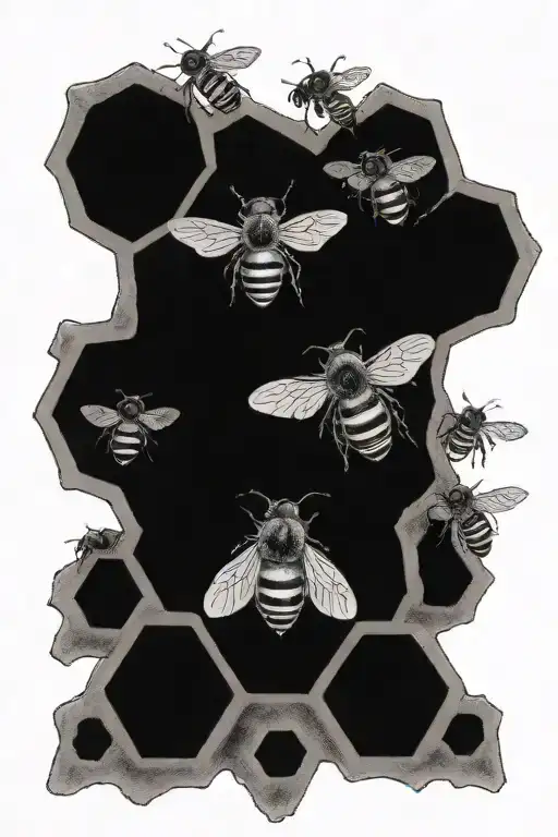 Honey Comb Realistic Heart With Honey Bees