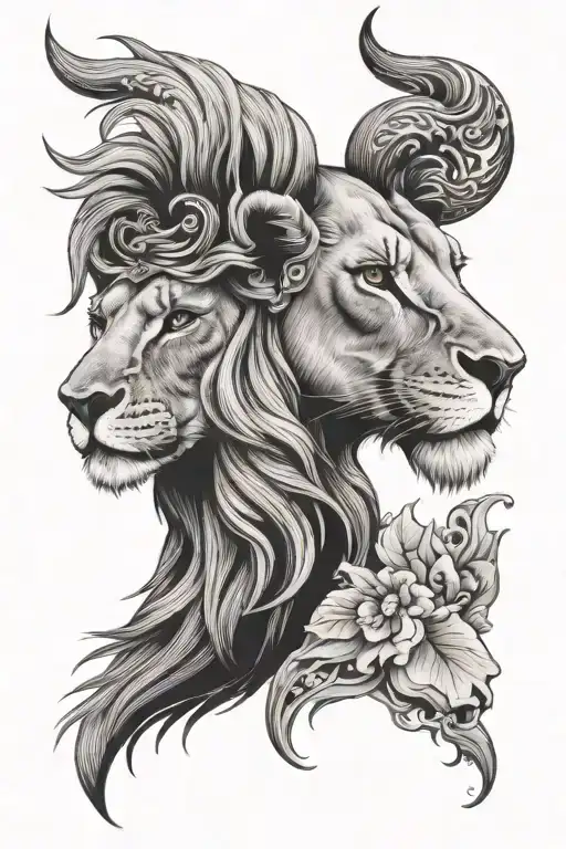 Half Lion Face Half Lamb Face