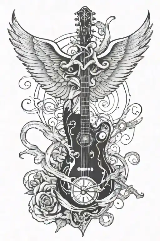 Caduceus Guitar Clock Hands Pointing