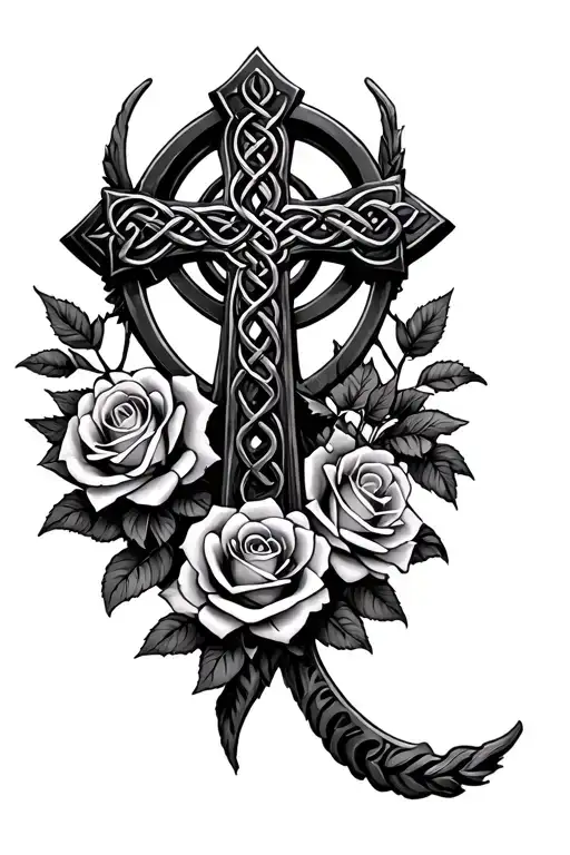 Celtic Iron Cross Surrounded By Roses