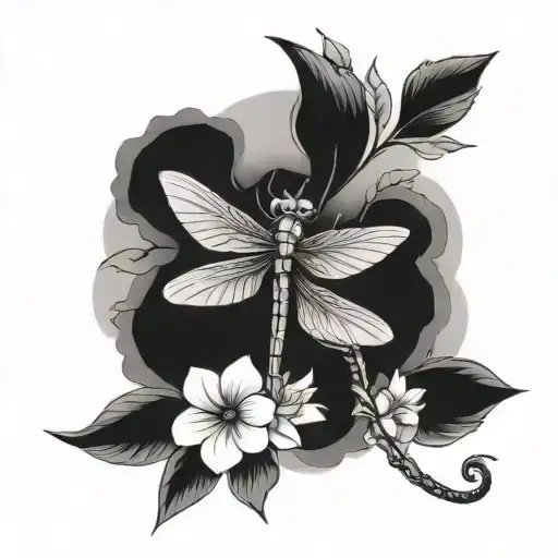 Dragonfly And Flowers Spine