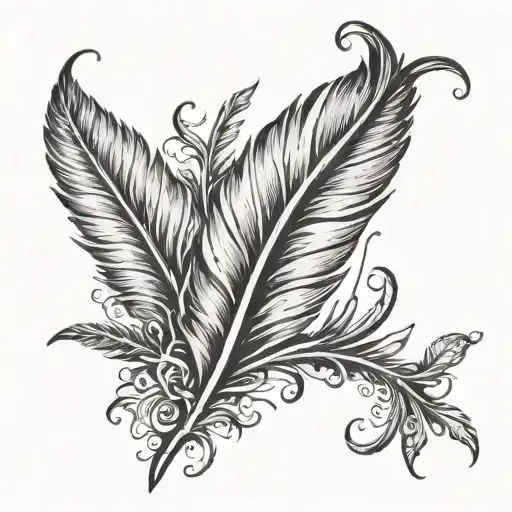 Feather Connecting To The Words Written