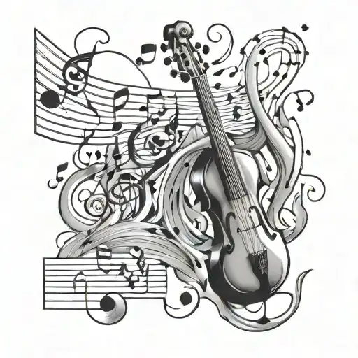 Gutair And Music Notes