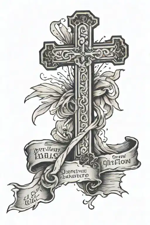 Shoulder Tattoo With The Bible Verse Psalms 108 On A Tattered Piece Of Paper Around A Cross