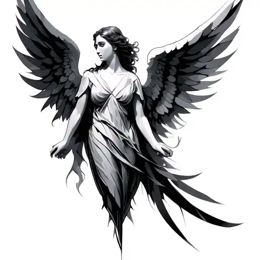 Beautiful Angel Concept Geometric Design On Arm Sleeve