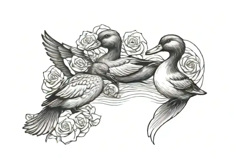 Ducks And Rose Intertwined