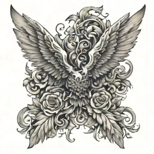 6 Wing Back Tattoo Design