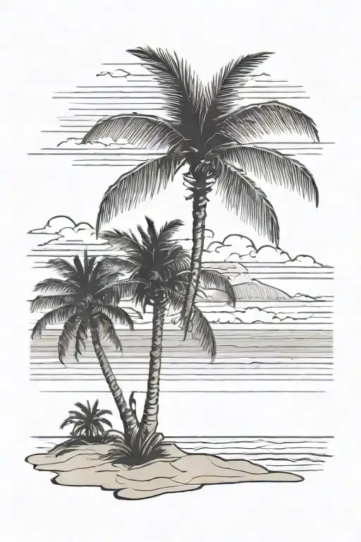 Beach With Sand Sunset Palm Tree