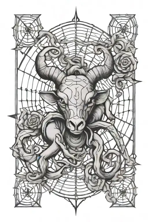 Aries Astro Sign And Spider Web