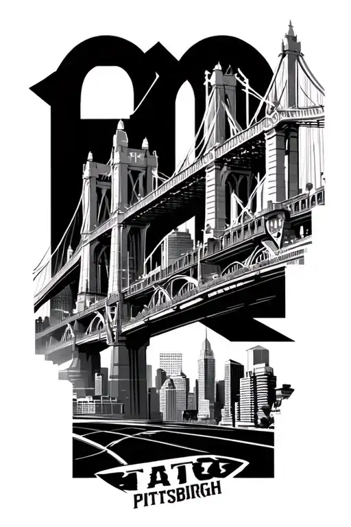 Pittsburgh Skyline Football Logos And Bridges