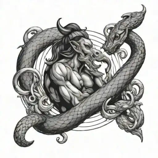 Sagitarius Male Wtih Earth Snake Intertwined