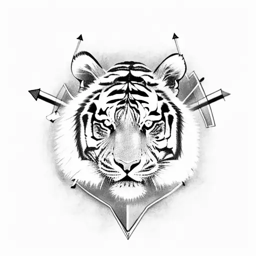 Japanese Tiger With Arrows Through Its Head