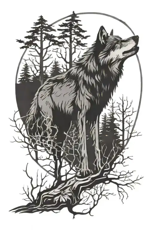 Wolf In Trees